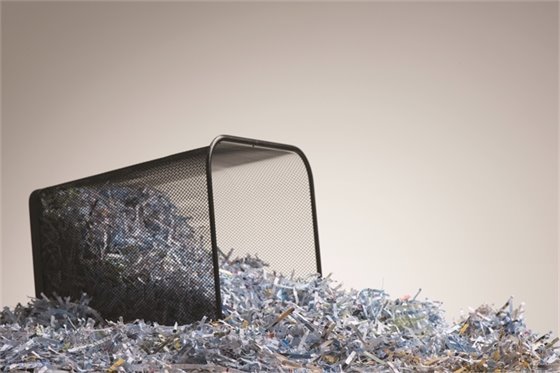 Recycling Can with Shredded Paper