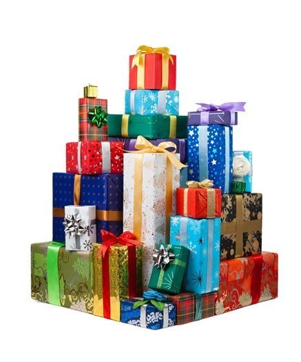 stack of christmas presents 