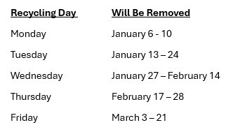 Recycle Pick Up Schedule 