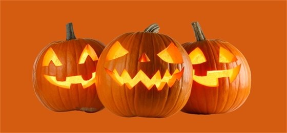 Three Spooky Jack-O'-Lanterns