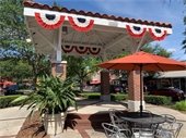 Downtown Gazebo decorated in patriotic decorations