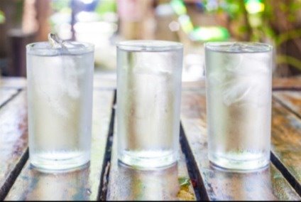 Glasses of fresh water
